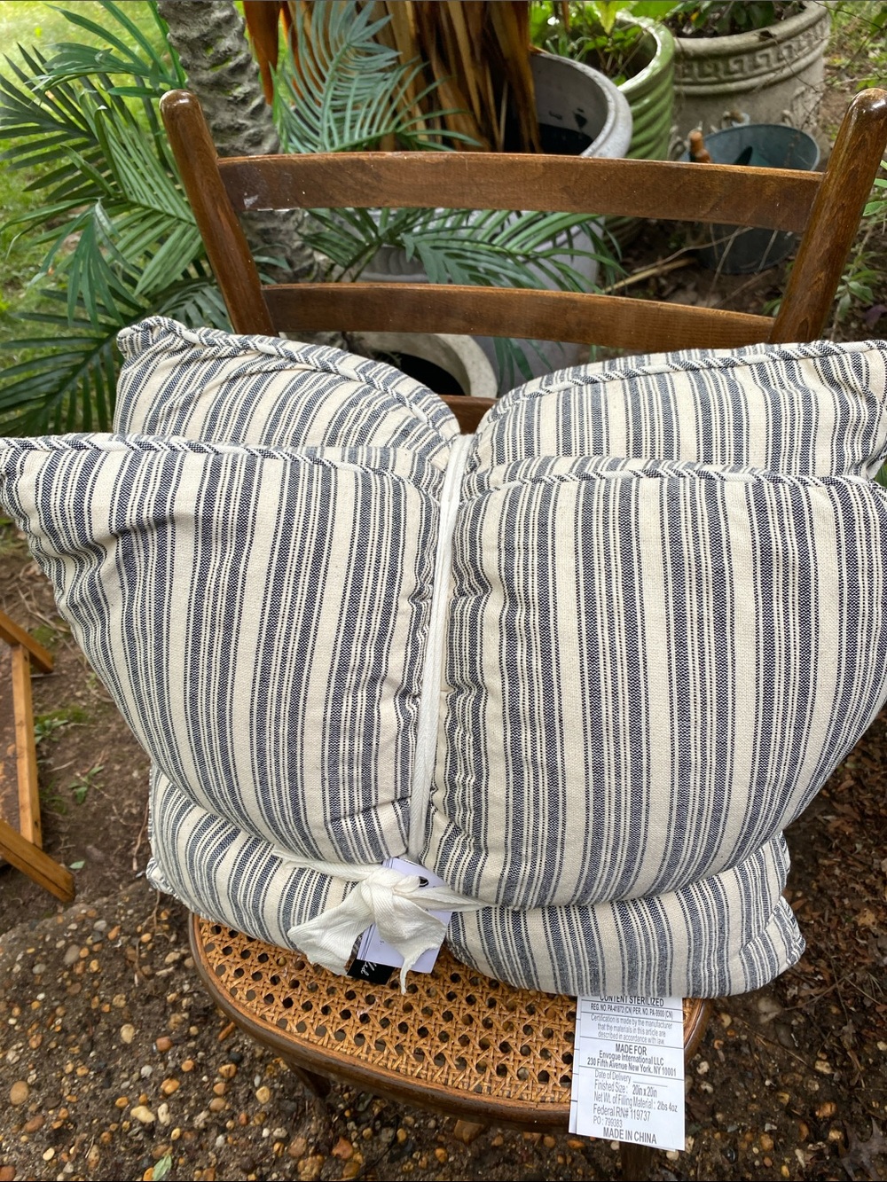 Striped Navy and Cream Floor Cushion Pillow - Home Accents